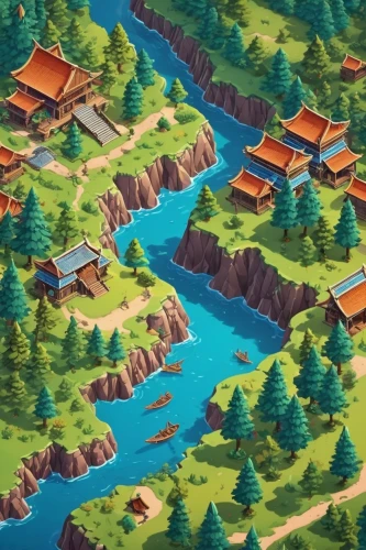 mountain village,korean folk village,alpine village,villages,mountain settlement,traditional village,tianchi,escher village,fishing village,townsmen,aurora village,tianxia,korean village snow,mineko,tokaido,landscape background,river landscape,yamana,township,knight village,Unique,3D,Isometric