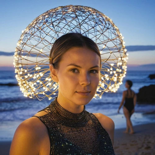 headpiece,headress,wire light,girl in a wreath,parabolic mirror,headpieces,light art,portable light,light mask,disco ball,mendler,kinetic art,tiaras,egg net,headdress,reflectors,lightpainting,sombrero,dreamcatcher,light painting,Photography,Documentary Photography,Documentary Photography 31