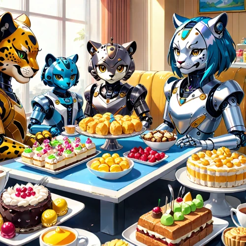 cake buffet,party pastries,pastry shop,sweet pastries,desserts,patisserie,pastries,dessert station,cake shop,bakeshop,patisseries,carmelitas,birthday party,food table,breakfast buffet,bakery,cat's cafe,marzipan figures,feasts,tarts,Anime,Anime,Traditional