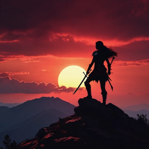 lone warrior,man silhouette,helgen,geralt,silhouette art,the wanderer,silhouette,seregil,art silhouette,kenway,garrison,witcher,silhouette of man,silhouetted,silhouette against the sky,4k wallpaper,4k wallpaper 1920x1080,mountain sunrise,dusk background,beautiful wallpaper,Photography,General,Realistic