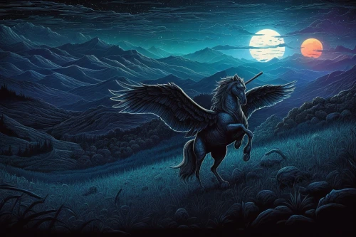 eagle illustration,pegasi,pegasus,gryphon,pegasys,nighthorse,griffon,fantasy picture,birds of prey-night,black horse,hippogriff,gryfino,night bird,buraq,epona,nocturnal bird,darkhorse,saturnyne,moonsorrow,ealdwulf,Illustration,Realistic Fantasy,Realistic Fantasy 25