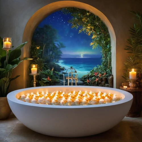 luxury bathroom,bathtub,spa water fountain,jacuzzis,bath room,bathtubs,mosaic tea light,bath with milk,tub,hammam,singing bowl massage,calgon,thalassotherapy,hamam,tubmex,mikvah,bath soap,candlelit,bath oil,spa,Conceptual Art,Fantasy,Fantasy 05