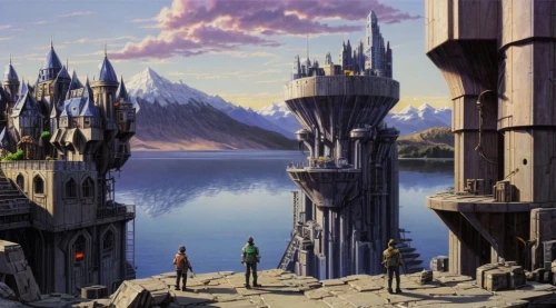 gondolin,tirith,fantasy city,nargothrond,citadels,osgiliath,alfheim,castle of the corvin,elves country,mughul,castlevania,beleriand,escaflowne,reichstadt,lodoss,castletroy,riftwar,naboo,sukeforth,fantasy world