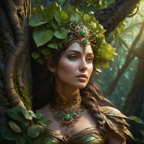 dryad,inara,faery,faerie,dryads,enchantress,the enchantress,fantasy portrait,maenad,titania,kahlan,circlet,fairie,elven,amazonica,celtic queen,majevica,druidic,fantasy woman,fae,Art,Classical Oil Painting,Classical Oil Painting 10