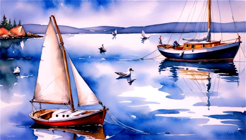 sailing boats,sailboats,fishing boats,wooden boats,sailing boat,sail boat,sailing blue purple,dinghies,harbor,small boats on sea,boat landscape,sailing ships,sailboat,boats,harbour,sailing,dories,flotilla,regatta,harbours,Illustration,Paper based,Paper Based 24