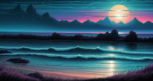 sea landscape,coastal landscape,seascape,dune landscape,beach landscape,dark beach,dune sea,ocean background,futuristic landscape,an island far away landscape,landscape background,lunar landscape,ocean,fantasy landscape,cartoon video game background,sea night,paisaje,dusk background,moonscape,coast sunset,Illustration,Realistic Fantasy,Realistic Fantasy 25