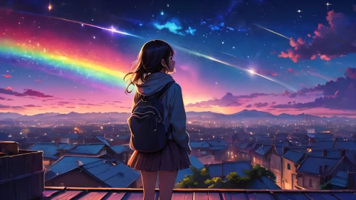 rainbow and stars,tanabata,colorful stars,star sky,starbright,skygazers,falling stars,falling star,rainbow background,the night sky,night sky,starry sky,starlight,magique,nightsky,beautiful wallpaper,dream world,dream art,dreamscape,stargazing,Photography,General,Natural