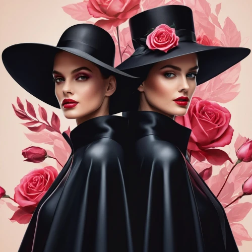 fashion vector,derivable,witches' hats,black hat,twin flowers,coven,milliners,noble roses,canonesses,milliner,black rose,gothic portrait,fashion dolls,millinery,rose flower illustration,pink carnations,scent of roses,blooming roses,perfumers,witches,Photography,General,Cinematic