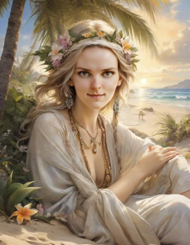 jessamine,emile vernon,frigga,galadriel,ginta,kupala,girl in a wreath,beach background,margaery,swiftlet,aphrodite,demelza,beautiful girl with flowers,margairaz,maryan,sigyn,portrait background,girl in flowers,diwata,ariadne