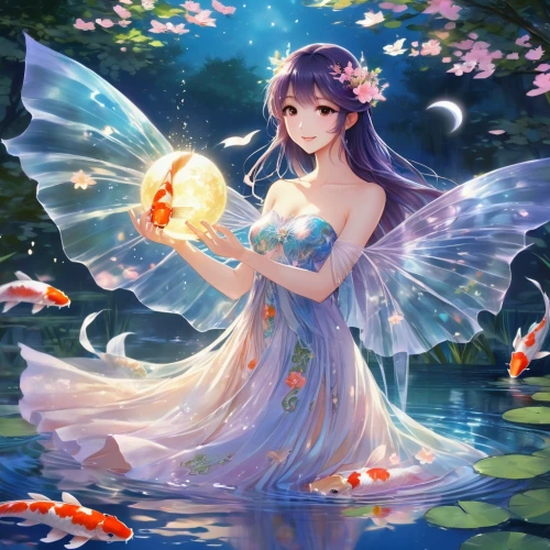 fairy galaxy,fairie,flower fairy,fairy,garden fairy,aurora butterfly,faerie,fairy lanterns,kupala,fairy world,little girl fairy,fae,butterfly background,water nymph,fairy queen,fairies,angel lanterns,rosa 'the fairy,firefly,kokia,Illustration,Japanese style,Japanese Style 03