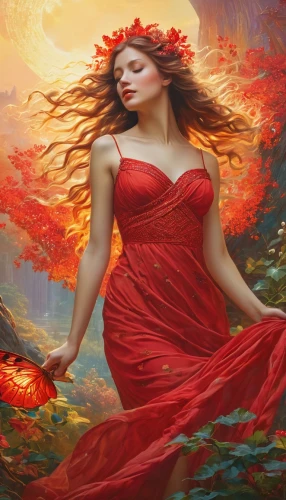 flamenca,man in red dress,lady in red,persephone,fantasy picture,red petals,girl in flowers,red flower,red gown,red flowers,girl in red dress,red background,flower of passion,beltane,splendor of flowers,fantasy art,on a red background,way of the roses,red,fantasy portrait,Conceptual Art,Fantasy,Fantasy 05