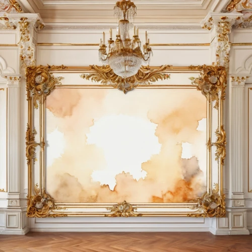 overmantel,gold stucco frame,ornate room,gold wall,theater curtain,versailles,rococo,baroque,curtain,background design,ballroom,antique background,decorative frame,fragonard,armoire,french digital background,stage curtain,a curtain,wallcoverings,cloud shape frame,Photography,General,Realistic