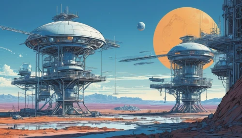 futuristic landscape,sedensky,scifi,homeworlds,extrasolar,arcology,homeworld,sci - fi,sci fi,sci fiction illustration,technosphere,spaceport,habitable,cosmodrome,alien planet,deltha,barsoom,farpoint,alien world,megastructures,Unique,Design,Blueprint