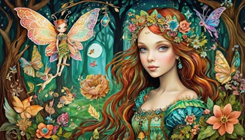 fairie,faerie,faery,fairy tale character,fairy queen,garden fairy,little girl fairy,fairy,fairy forest,flower fairy,seelie,fairy world,fairyland,faires,diwata,fairies aloft,rosa 'the fairy,ostara,butterfly background,melusine,Illustration,Realistic Fantasy,Realistic Fantasy 37