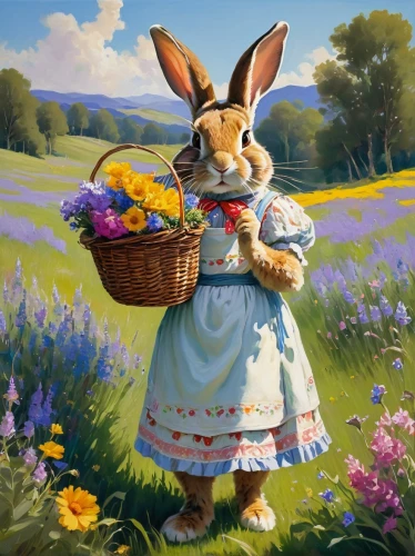 bunny on flower,easter theme,springtime background,easter background,spring background,bunni,picking flowers,easter bunny,pascua,easter festival,easter card,easter rabbits,flower delivery,european rabbit,peter rabbit,bunnie,american snapshot'hare,bunzel,lepus,pasqua,Art,Classical Oil Painting,Classical Oil Painting 40