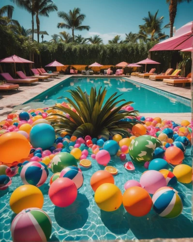 inflatable pool,candyland,colorful balloons,colorful water,water balloons,pools,inflatables,pool bar,rainbow color balloons,pool,pool water,candy crush,gumballs,outdoor pool,swimming pool,neon candies,dug-out pool,infinity swimming pool,pool ball,candies,Conceptual Art,Oil color,Oil Color 01