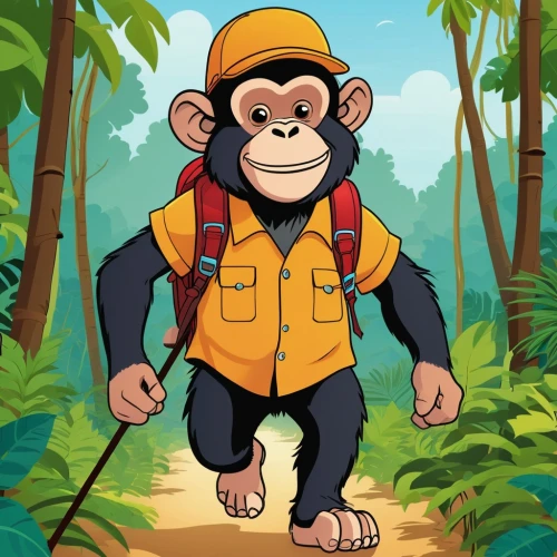 monkeying,monkey,monke,primatologist,macaco,monkey soldier,vector illustration,simian,the monkey,monkey gang,monkeywrench,monkey banana,game illustration,koggala,mally,ape,primatology,zoologist,chimpanzee,monkey wrench,Illustration,Children,Children 02
