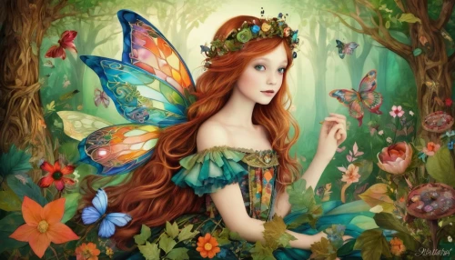 fairie,faerie,faery,fairy,fairy queen,garden fairy,little girl fairy,flower fairy,thumbelina,butterfly background,julia butterfly,fairy tale character,fae,seelie,rosa 'the fairy,fairy world,fairyland,fairy forest,diwata,fairy peacock,Illustration,Realistic Fantasy,Realistic Fantasy 37