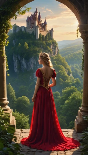 fairy tale castle sigmaringen,fairy tale castle,fairy tale,fairytale castle,eilonwy,a fairy tale,fairytale,fantasy picture,red gown,hohenzollern castle,morgause,red cape,eltz,nargothrond,rapunzel,fairy tale character,fairytales,castles,lady in red,iulia hasdeu castle,Photography,General,Realistic