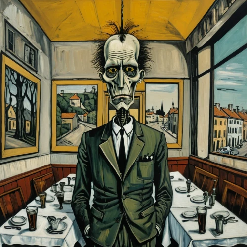 restauranteur,diner,waiter,spiegelman,dining,restaurateur,appetite,sommelier,fine dining restaurant,a restaurant,dinerstein,death head,two face,brotodiningrat,new york restaurant,bistro,businessman,restaurants,dinner,busboy,Art,Artistic Painting,Artistic Painting 01