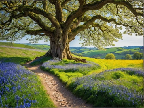 nature wallpaper,nature background,spring nature,oak tree,meadow landscape,nature landscape,tree lined path,tree lined,spring background,fairytale forest,aaa,springtime background,flourishing tree,background view nature,beautiful landscape,beautiful nature,landscape nature,fairy forest,beautiful bluebells,blossom tree,Unique,Paper Cuts,Paper Cuts 08