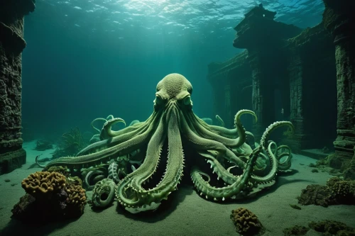 octopus,kraken,octopus tentacles,undersea,cthulhu,under sea,sunken church,deep sea,deep ocean,tentacular,deepsea,tentacles,lovecraftian,octopi,cephalopod,fun octopus,the bottom of the sea,tentacled,cnidaria,octopuses,Photography,Documentary Photography,Documentary Photography 31