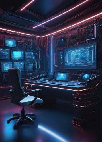 computer room,spaceship interior,ufo interior,cyberscene,neon human resources,cinema 4d,3d background,3d render,computerized,computer workstation,working space,cyberspace,cyberia,modern office,the server room,cyber,cyberpunk,computerworld,cybercafes,workstations,Illustration,Abstract Fantasy,Abstract Fantasy 07