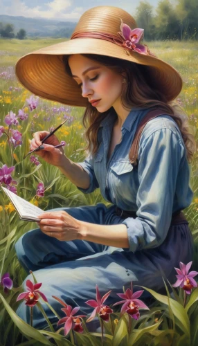 girl picking flowers,flower painting,picking flowers,girl in flowers,splendor of flowers,girl in the garden,field of flowers,beautiful girl with flowers,flowers of the field,holding flowers,flowering meadow,meticulous painting,flower art,mirror in the meadow,painting technique,meadow in pastel,girl studying,blooming field,flowers field,art painting,Conceptual Art,Daily,Daily 32