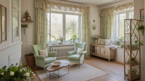 sunroom,beauty room,mudroom,danish room,bay window,showhouse,gustavian,the little girl's room,bellocq,sewing room,gournay,victorian room,french windows,breakfast room,dressing table,plantation shutters,home interior,bellocchio,green living,tikkurila,Photography,General,Realistic