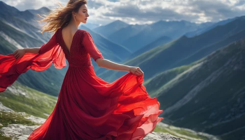 man in red dress,red cape,red gown,girl in a long dress,girl in red dress,ravine red romania,lady in red,pizzo,red tunic,gracefulness,red dress,mountain spirit,enchantment,girl in a long dress from the back,flamenca,the spirit of the mountains,flamenco,beauty in nature,landscape red,red coat,Conceptual Art,Daily,Daily 32