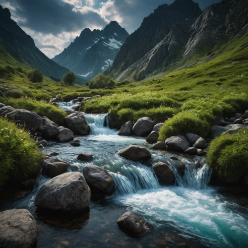 mountain stream,flowing water,mountain spring,nature wallpaper,mountain river,headwaters,alpine landscape,flowing creek,rushing water,tatra mountains,waterflow,river landscape,wild water,nature background,water flow,water flowing,the alps,alps,altai,rapids,Photography,General,Fantasy