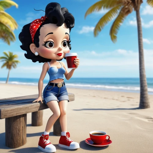 cute cartoon character,cute cartoon image,pucca,pin up girl,retro pin up girl,beach background,pin-up girl,rockabilly style,clarabelle,candy island girl,summer background,retro girl,pin ups,marinette,pin up girls,coffee bay,rockabilly,summer feeling,coffee background,clarabell