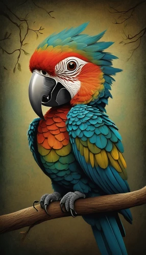bird painting,macaw hyacinth,guacamaya,rosella,beautiful macaw,caique,blue and gold macaw,macaws blue gold,blue macaw,macaw,scarlet macaw,macaws on black background,macaws of south america,tiger parakeet,pombo,toco toucan,parrot,bird illustration,light red macaw,perico,Illustration,Abstract Fantasy,Abstract Fantasy 19