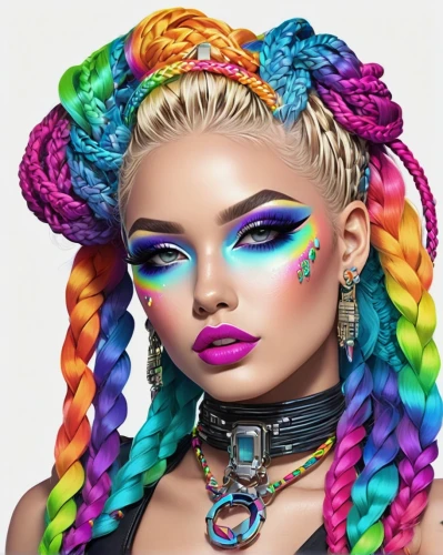 neon makeup,electronique,decora,derivable,rainbow waves,colorful,rainbow unicorn,upbraids,kerli,raja,rasta,rainbow colors,multi coloured,crimped,agdash,transadelaide,colorada,rainbow background,rasta braids,multi color,Unique,3D,Isometric