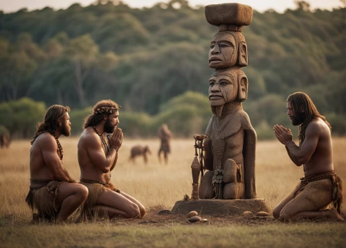 quileute,totem,ancient people,tribes,wooden figures,indigenous culture,the moai,tribespeople,easter island,aborigines,moai,png sculpture,aboriginal culture,woodhenge,totems,neolithic,primitive people,corroboree,stone figures,haka,Photography,General,Cinematic