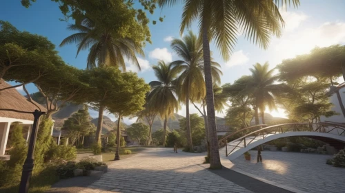 cryengine,palmtrees,palm branches,walkway,palm forest,sansar,pathway,palm trees,windward,tanoa,palm garden,riverwood,palm tree,beachfront,harborwalk,palm pasture,tropico,summerhaven,bungalows,harborfront,Photography,General,Realistic