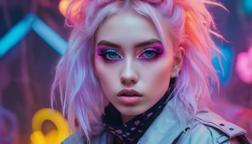 neon makeup,cyberpunks,electropop,cyberpunk,neon candies,zenon,synthpop,synth,decora,ganguro,futurepop,derivable,grimes,streampunk,cyberstar,punk,unicorn background,korine,electroclash,lauper,Conceptual Art,Oil color,Oil Color 03