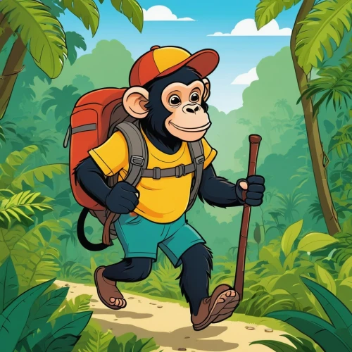 monkey banana,monkey soldier,monke,monkey gang,monkey,monkeying,macaco,simian,virunga,the monkey,ape,hiker,primatologist,spelunker,uganda,war monkey,prosimian,monkey god,vector illustration,monkeys band,Illustration,Children,Children 02