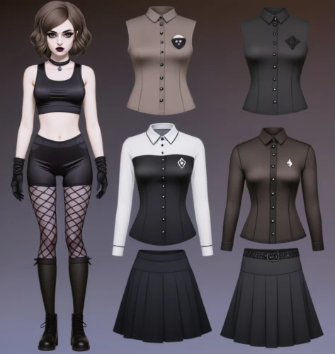 derivable,bodices,refashioned,corsets,women's clothing,corsetry,gothic style,gothic dress,gradient mesh,ladies clothes,clothing,designer dolls,bodice,dressup,black and white pieces,shirttails,goth woman,police uniforms,peplum,attires,Conceptual Art,Sci-Fi,Sci-Fi 11