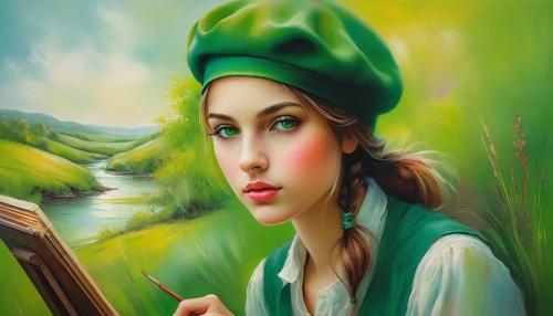 art painting,meticulous painting,painter,shepherdess,italian painter,photo painting,ressam,pintor,oil painting on canvas,oil painting,greensleeves,green landscape,peinture,fantasy art,world digital painting,pintura,green background,pittura,glass painting,girl studying,Conceptual Art,Daily,Daily 32