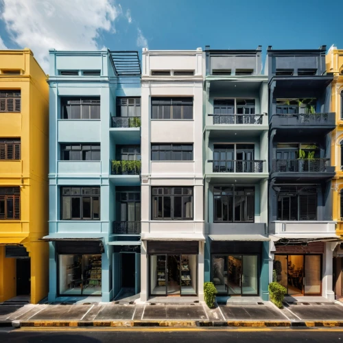 shophouses,colorful facade,bahru,facade painting,shophouse,townhouses,multifamily,block balcony,cube stilt houses,blocks of houses,townhomes,rowhouse,apartment block,cubic house,bangsar,apartment blocks,rowhouses,apartment buildings,townhouse,leaseholds,Conceptual Art,Fantasy,Fantasy 17