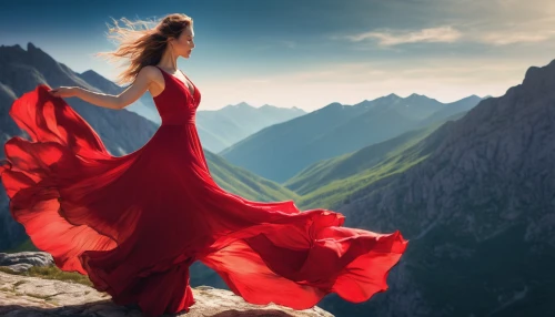 man in red dress,red cape,red gown,girl in red dress,flamenco,girl in a long dress,gracefulness,the spirit of the mountains,mountain spirit,lady in red,flamenca,eurythmy,red dress,red tunic,celtic woman,exhilaration,enchantment,freedom from the heart,little girl in wind,exhilaratingly,Conceptual Art,Daily,Daily 32