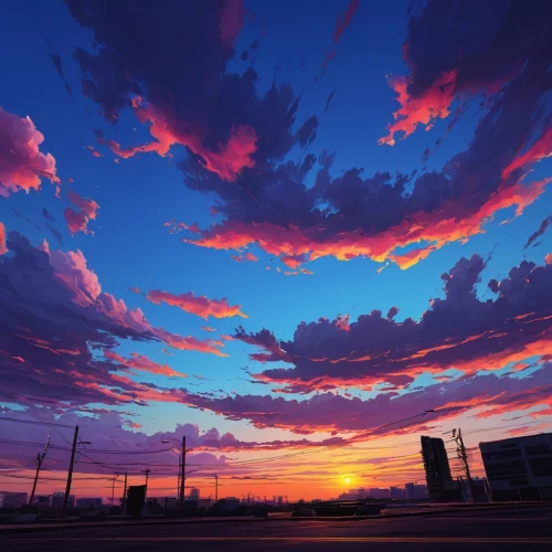 epic sky,splendid colors,skyscape,fire on sky,intense colours,saturated colors,baconsky,red sky,beautiful colors,evening sky,gradation,aso kumamoto sunrise,skies,the sky,skyfire,sky clouds,dramatic sky,atmosphere sunrise sunrise,summer sky,colorful light,Conceptual Art,Fantasy,Fantasy 16