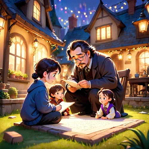 ohana,kids illustration,children studying,violet family,tutoring,storybook,starcatchers,mei,tangled,storytime,a fairy tale,fairy tale,maplestory,detective conan,studio ghibli,families,familiars,chomet,baudelaires,a family harmony,Anime,Anime,Cartoon