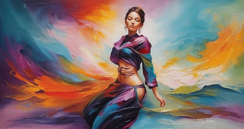 flamenca,bodypainting,oil painting on canvas,vietnamese woman,art painting,body painting,indian art,flamenco,oil painting,indigenous painting,radha,mexican painter,indian woman,khokhloma painting,girl in a long dress,pintura,bodypaint,sheherazade,glass painting,bohemian art,Illustration,Paper based,Paper Based 04
