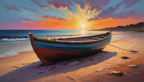 boat landscape,old wooden boat at sunrise,boat on sea,wooden boat,fishing boat,beach landscape,fishing boats,sailing boat,wooden boats,sea landscape,dories,sail boat,coastal landscape,row boat,rowboats,boat,sailboat,rowboat,nestruev,boats,Conceptual Art,Oil color,Oil Color 12