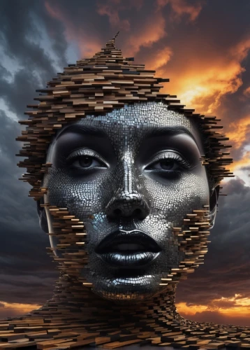 fractalius,head woman,computer art,woman thinking,deformations,african woman,illusion,photomanipulation,digiart,digital creation,african art,photo manipulation,woman's face,digital artwork,siren,digital art,woman face,portrait background,image manipulation,heiau,Photography,Artistic Photography,Artistic Photography 11