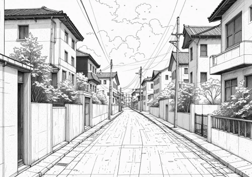 mono-line line art,alleyway,alley,sidestreets,sketchup,narrow street,sidestreet,alleyways,mono line art,ruelle,shiota,ichigaya,hagio,kumashiro,azabu,kurashiki,kawase,itabashi,naruse,shinbo,Design Sketch,Design Sketch,Detailed Outline