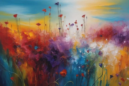 flower field,flower meadow,flower painting,flowers field,scattered flowers,splendor of flowers,field of flowers,blanket of flowers,wildflower meadow,blooming field,sea of flowers,flowering meadow,coomber,kordic,abstract painting,kahila garland-lily,summer meadow,abstract flowers,cosmos field,wildflowers,Illustration,Paper based,Paper Based 04