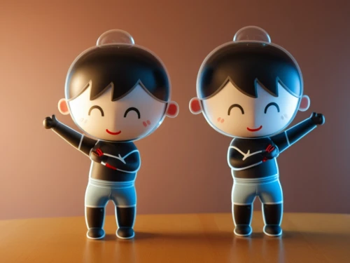plug-in figures,lyoko,3d model,3d render,littlebigplanet,character animation,cute cartoon image,3d rendered,supertwins,takamio,3d figure,kewpie dolls,little people,boy and girl,kokeshi doll,figurines,two people,play figures,chibi kids,avatars,Photography,General,Realistic